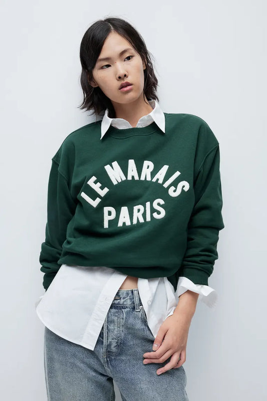 Ladies  Green Printed sweatshirt