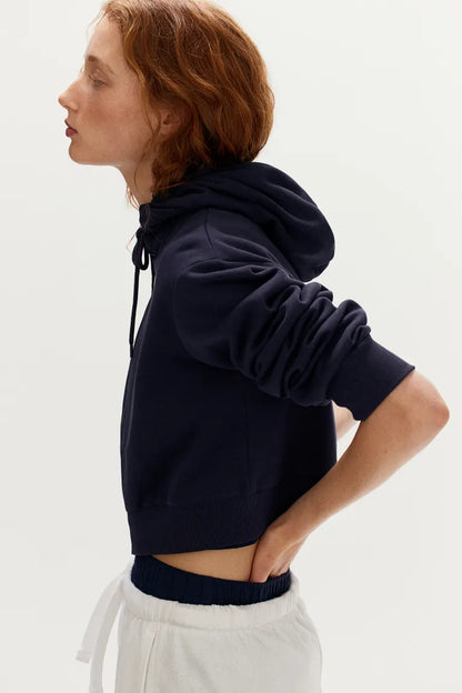 Cropped zip-through hoodie