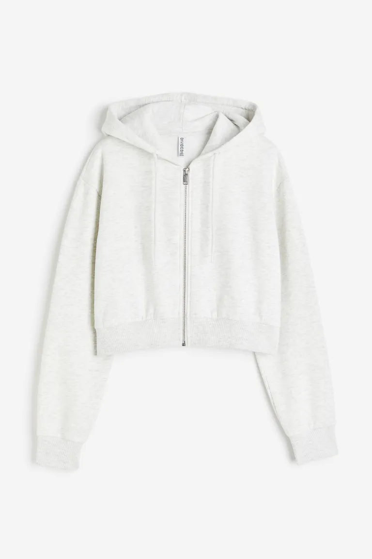 Cropped zip-through hoodie