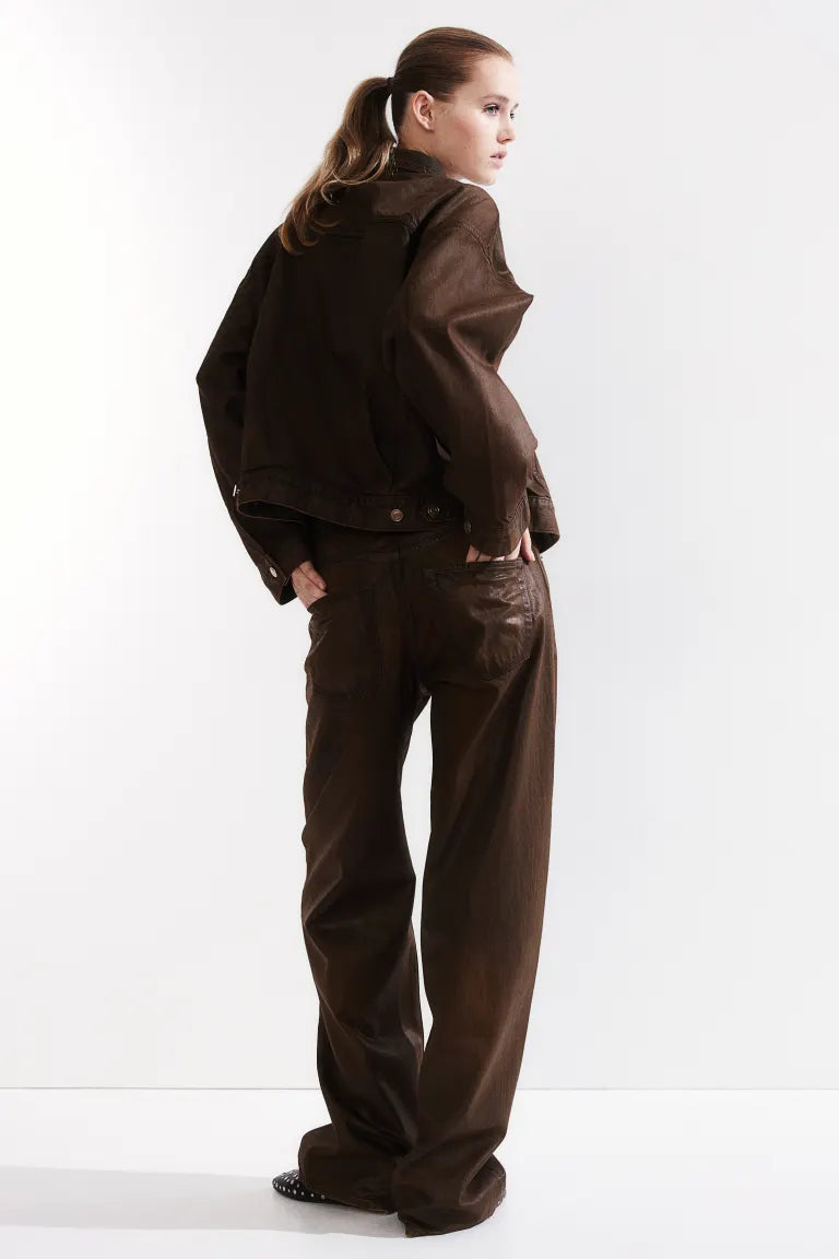 Coated twill trousers