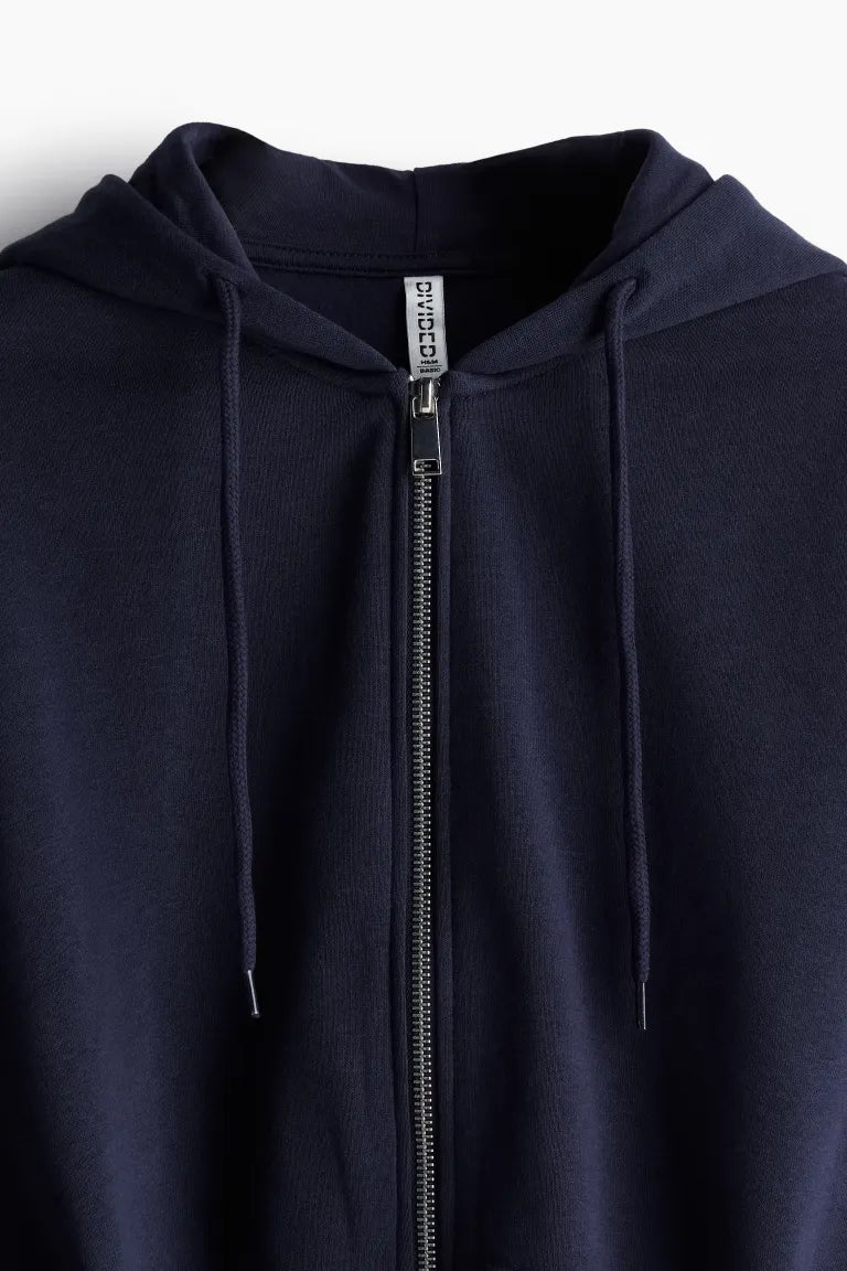 Cropped zip-through hoodie