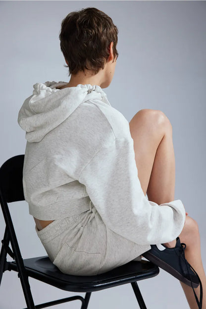 Cropped zip-through hoodie