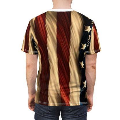 USA Flag Unique Print Unisex Cut & Sew Tee